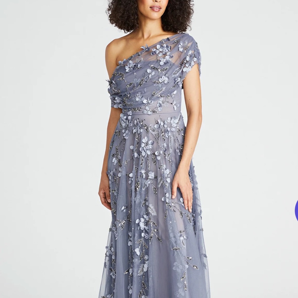 Theia Fiorella Draped Beaded Gown